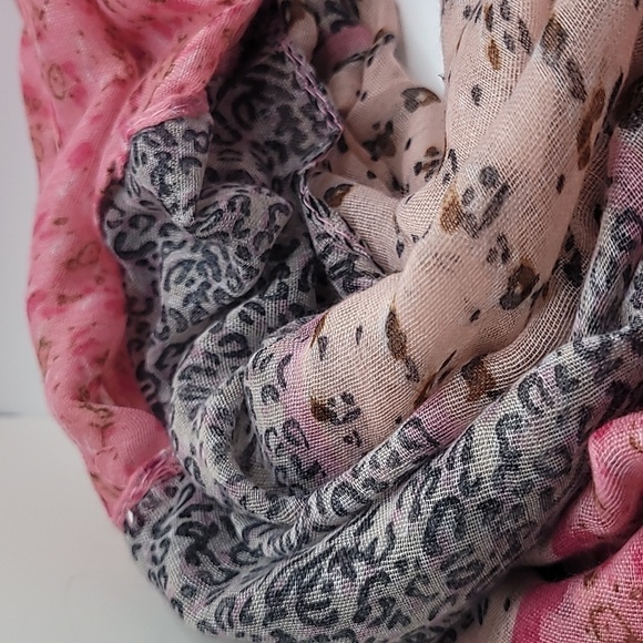 Pink Gray Floral Animal Print Infinity Scarf - Picture 3 of 4